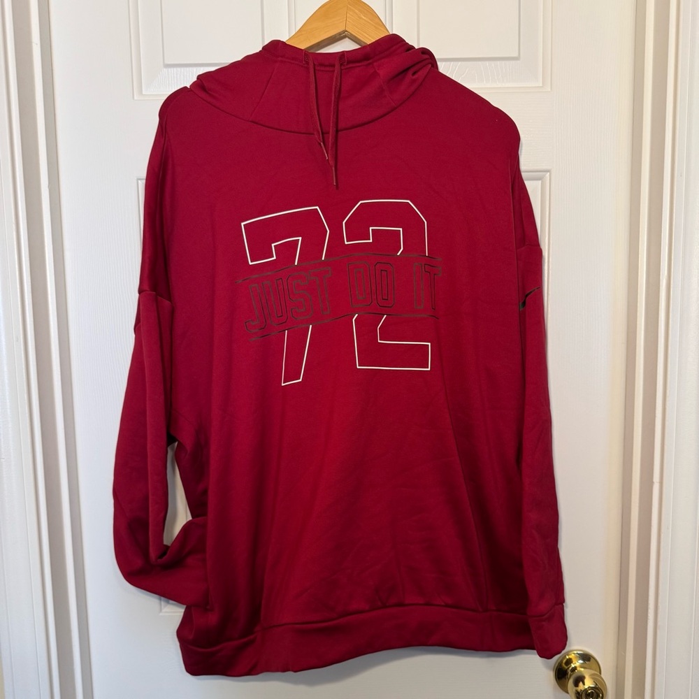 Nike Dri-Fit 72‎ Just Do It Pullover Red Hoodie Size XXL Sweatshirt